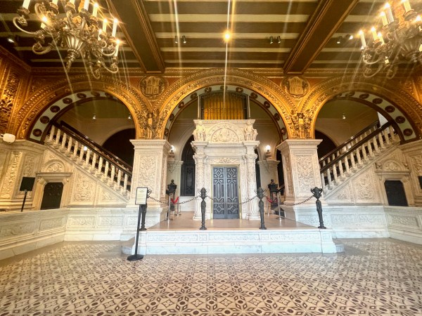 The beautiful lobby of the Los Angeles Herald Examiner, designed by Julia Morgan.
