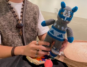 Crocheted owl based on designs from a Purépecha village in Michoacán.