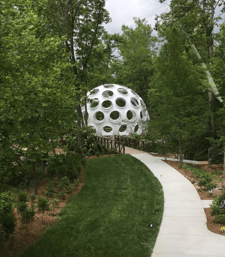 Buckminster Fuller's Fly's Eye Dome at Crystal Bridges American Art Museum in Arkansas.